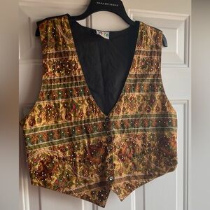 JOJO India Beaded Boho Vest - 100% Cotton - Lagenlook Artisan Style women’s Top